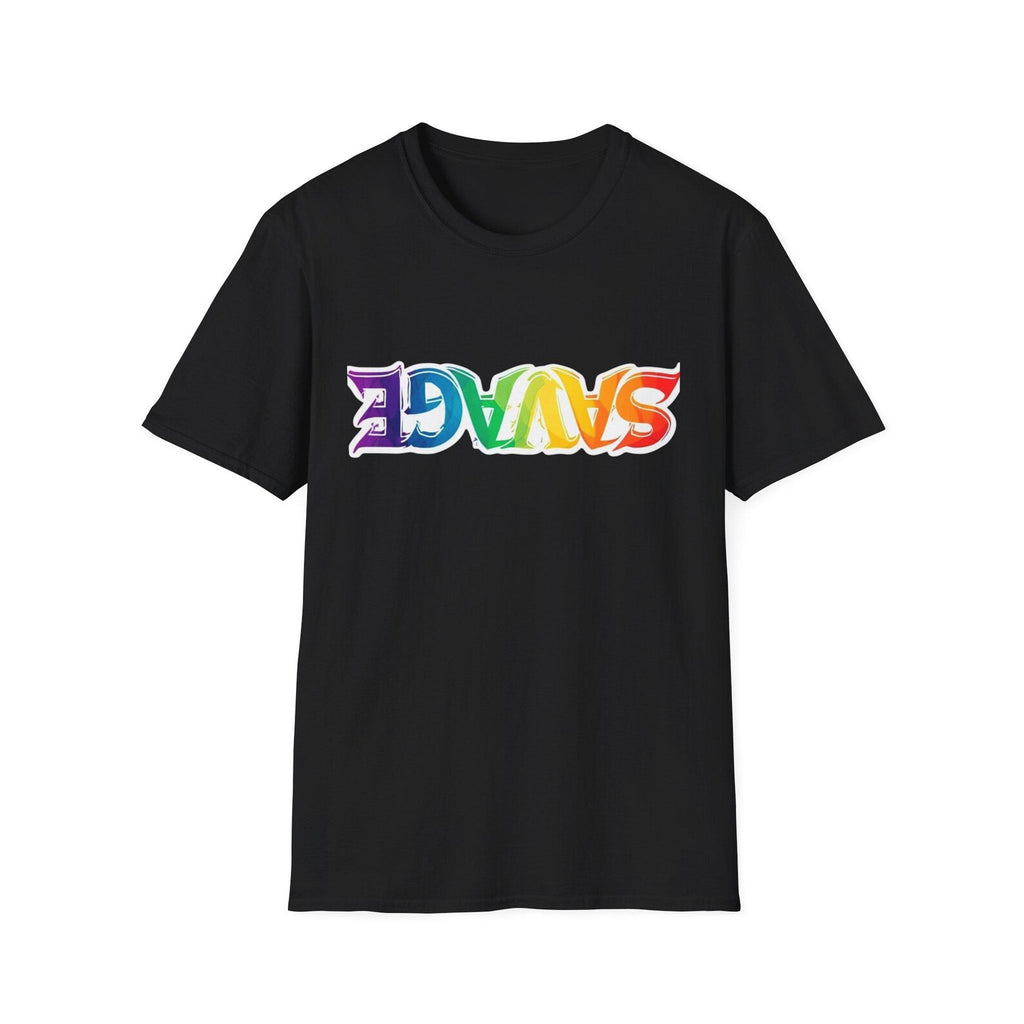 RAINBOW SAVAGE T-Shirt | Bold Retro Lettering, Colourful Pride Graphic