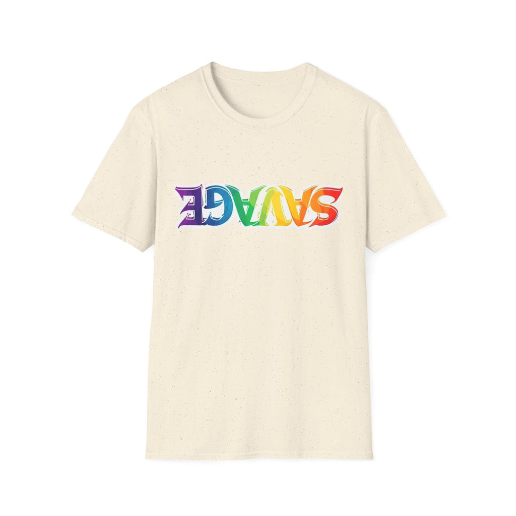 RAINBOW SAVAGE T-Shirt | Bold Retro Lettering, Colourful Pride Graphic