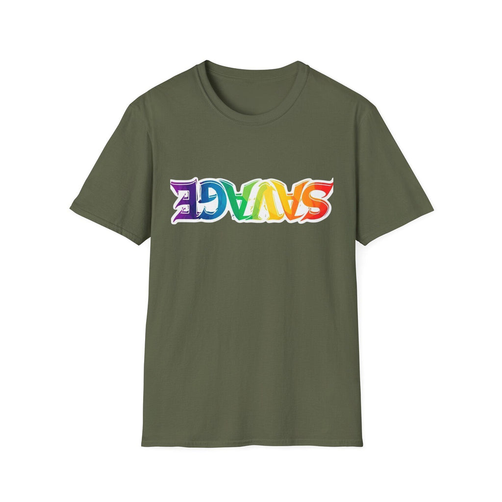 RAINBOW SAVAGE T-Shirt | Bold Retro Lettering, Colourful Pride Graphic