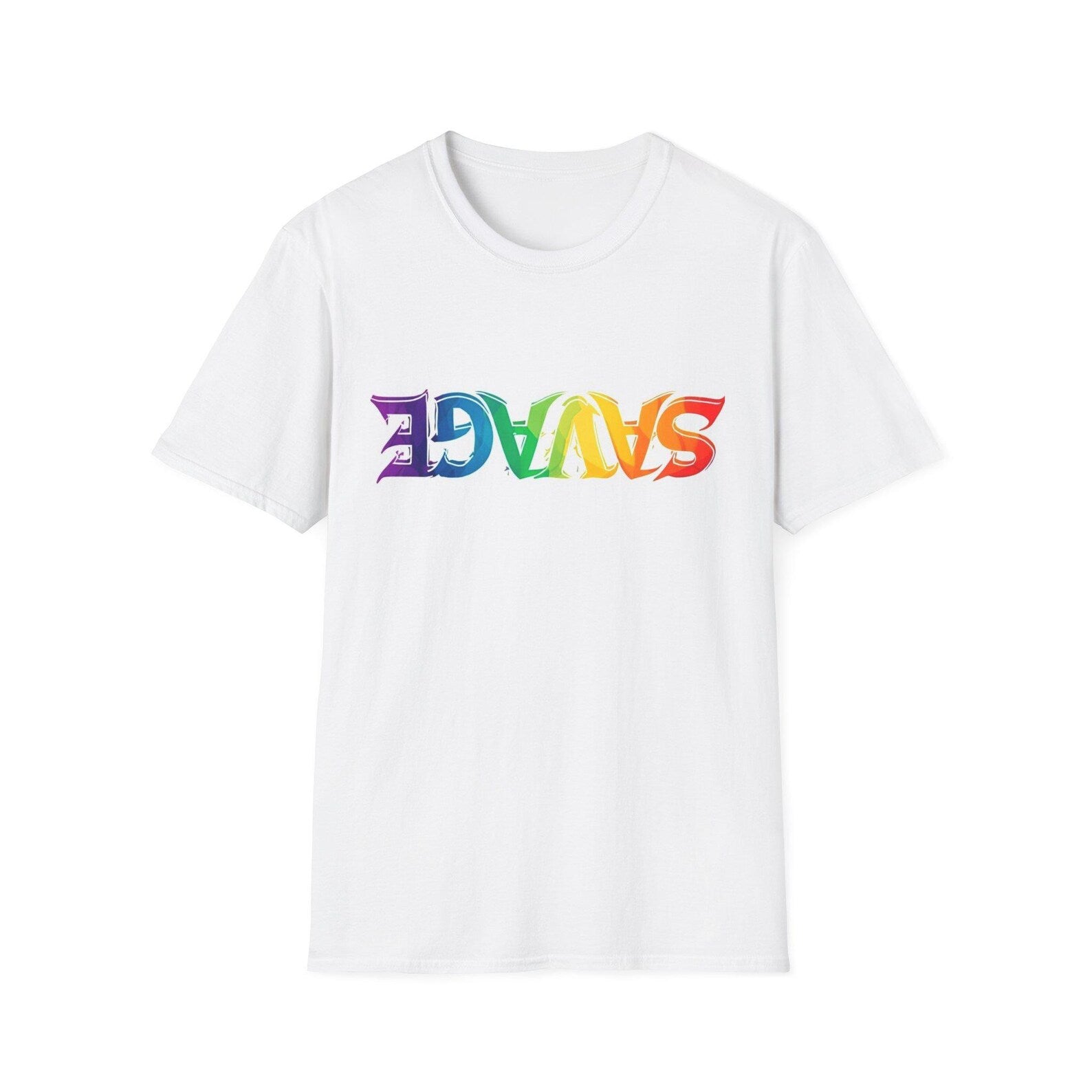 RAINBOW SAVAGE T-Shirt | Bold Retro Lettering, Colourful Pride Graphic